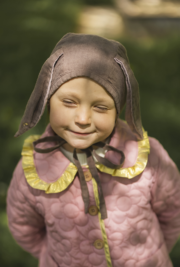 Linen Baby Bonnet Bunny