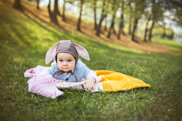 Linen Baby Bonnet Bunny