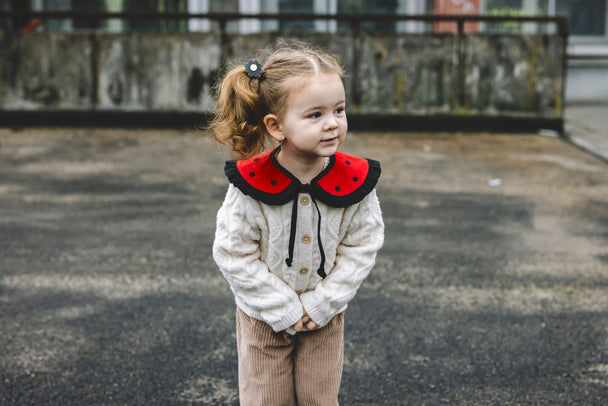Linen Peter Pan Collar with Ruffle Ladybird