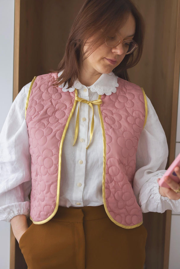 Quilted Pink Vest Flower