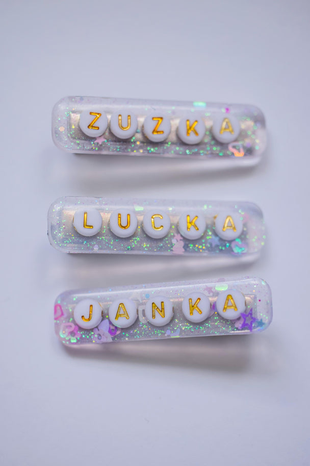 Cute Resin Hair Clip with Name
