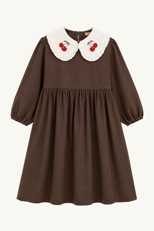 Cherry Linen Dress with Peter Pan Collar