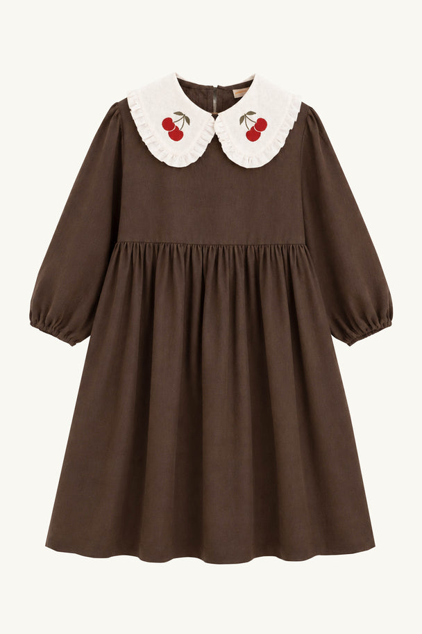 Cherry Linen Dress with Peter Pan Collar
