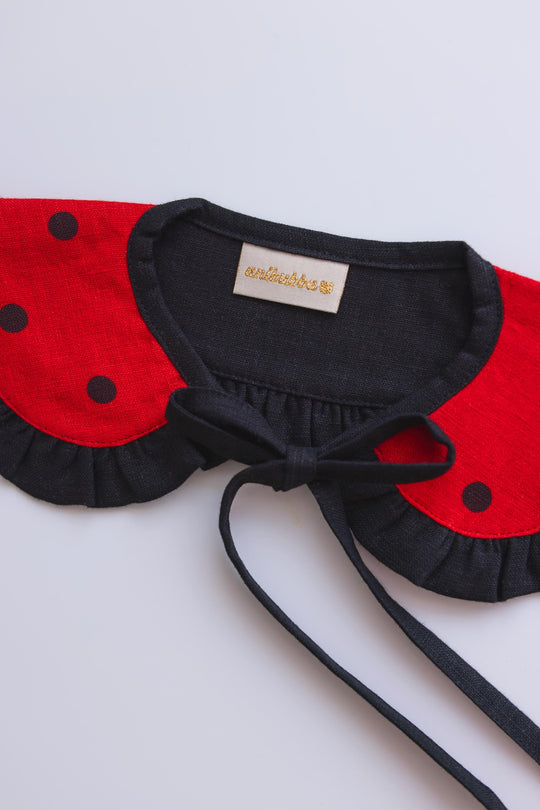 Linen Peter Pan Collar with Ruffle Ladybird