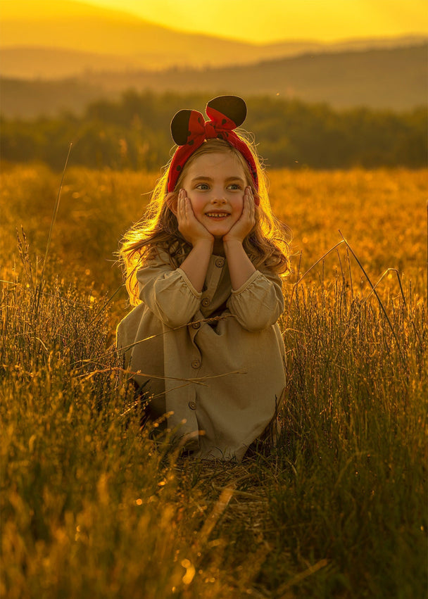 Linen headdand Ladybird