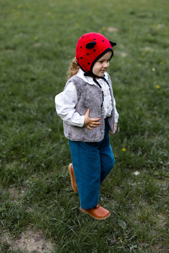 Linen Baby Bonnet Ladybird