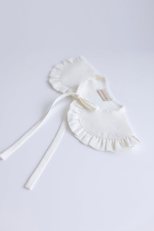 White Linen Peter Pan Collar With Ruffle