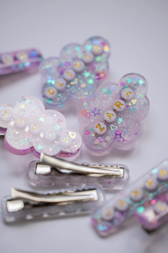 Cute Resin Hair Clip with Name
