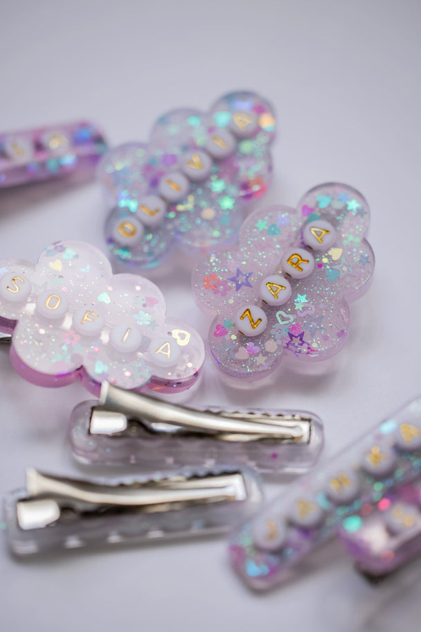 Cute Resin Hair Clip with Name