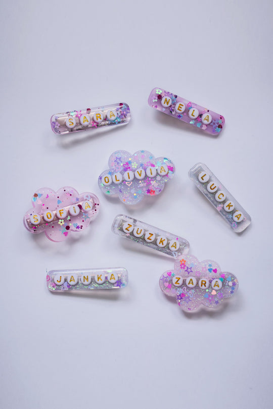 Cute Resin Hair Clip with Name