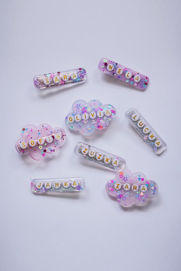 Cute Resin Hair Clip with Name