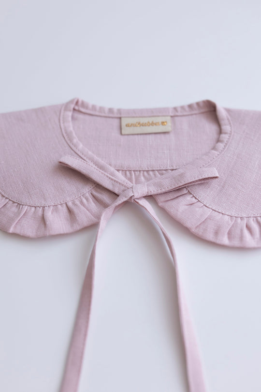Pink Linen Peter Pan Collar with Ruffle