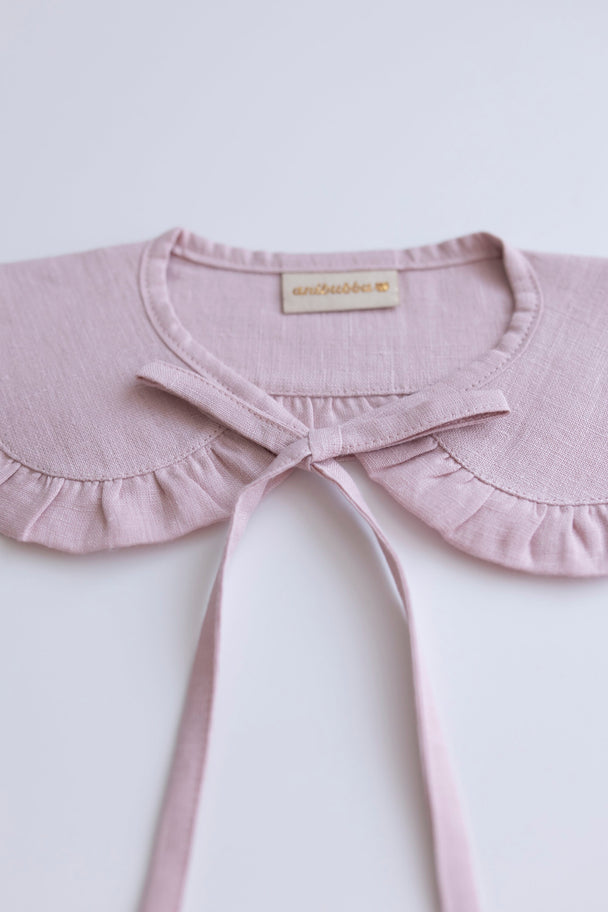 Pink Linen Peter Pan Collar with Ruffle