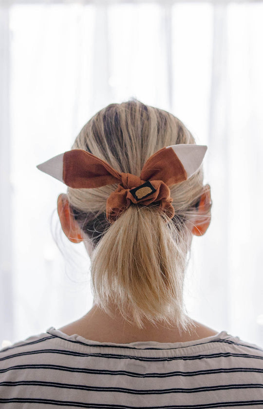 Linen hair scrunchie Small Fox