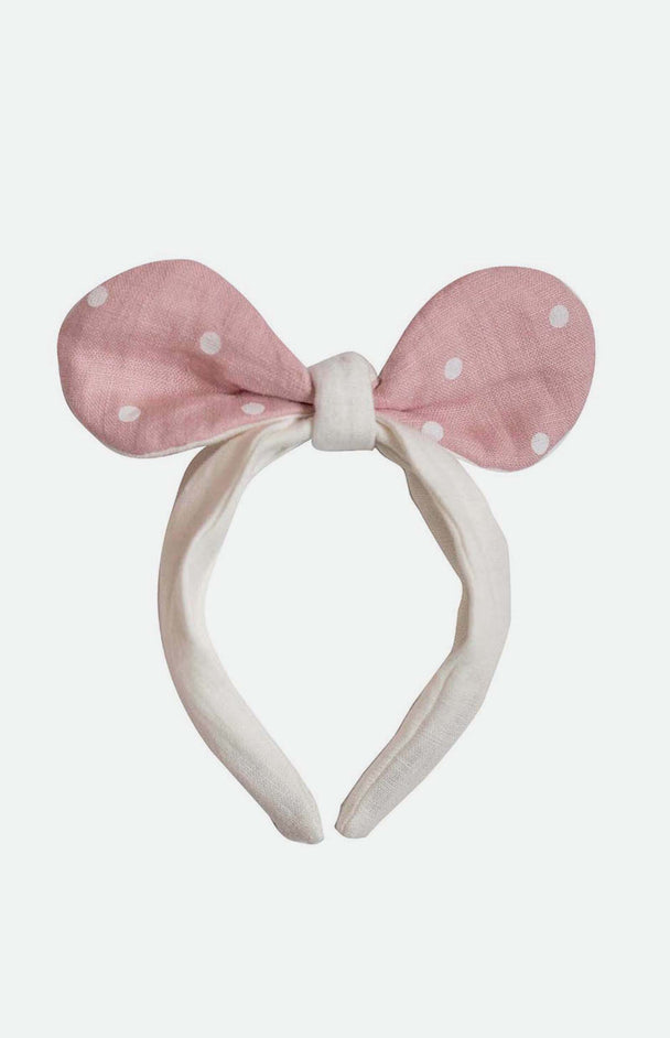 Linen Headband White Mouse
