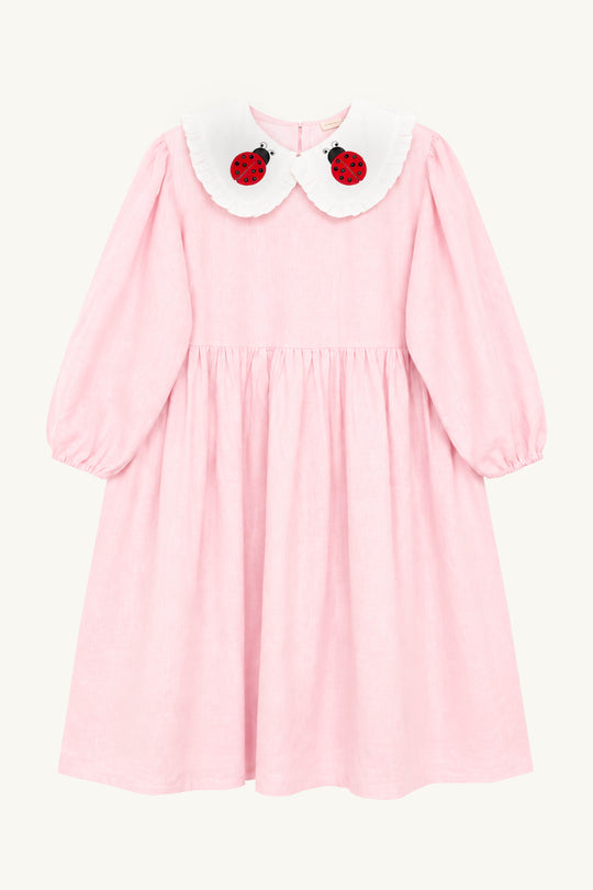 Children LInen Dress With Peter Pan Collar Ladybird