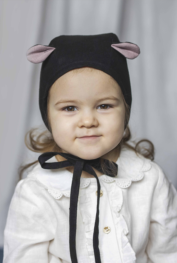 Linen Baby Bonnet Little Mole