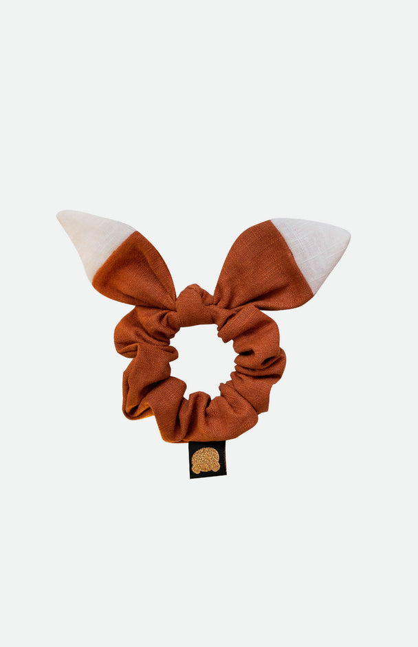 Linen hair scrunchie Small Fox