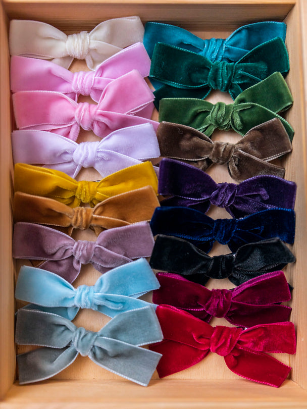 Small Velvet Bow Hair Barette